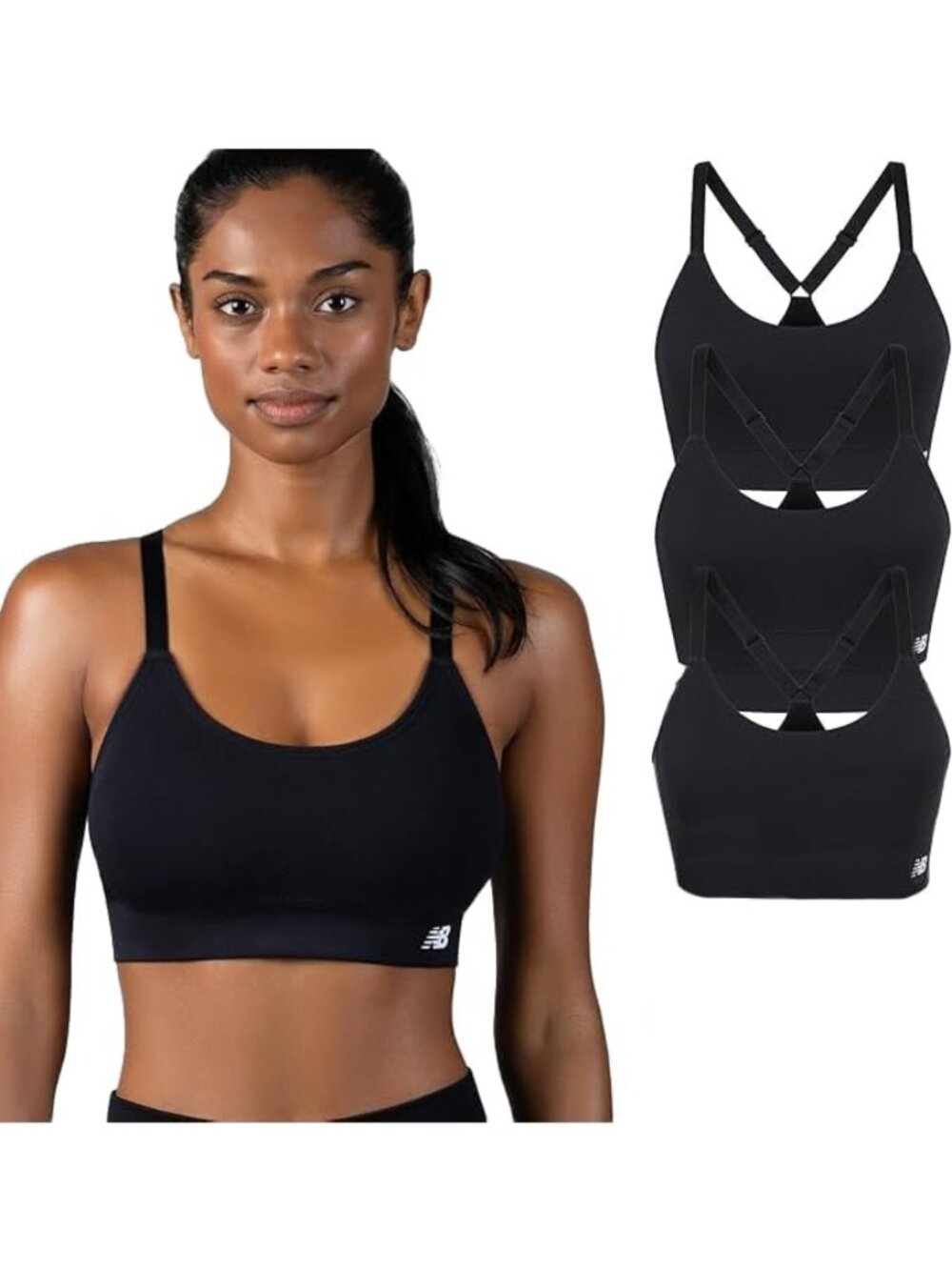 Seamless Women's Sports Bras 3 Pack, Medium Impact Cami with Removable Pads, Gym